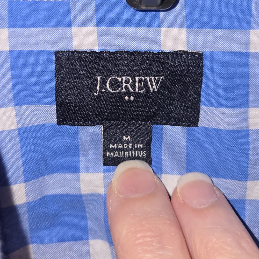 J. Crew Men's M Blue and White Casual Button Down Shirt